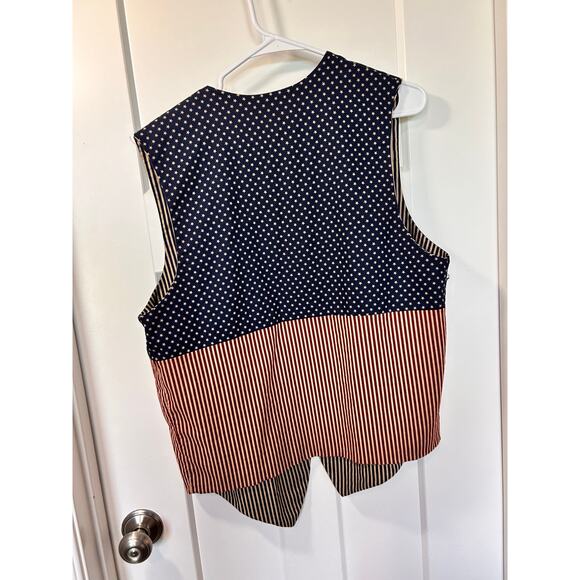 Vintage Hanes Beefy Patriotic Print Patchwork Reversible Shirt Vest Set L/M cat - Picture 12 of 16